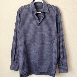 Ermenegildo Zegna Plaid Check Cotton Blend Button Down Shirt